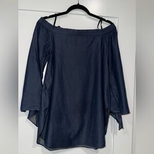 Tibi Dark Blue Off-Shoulder Blouse